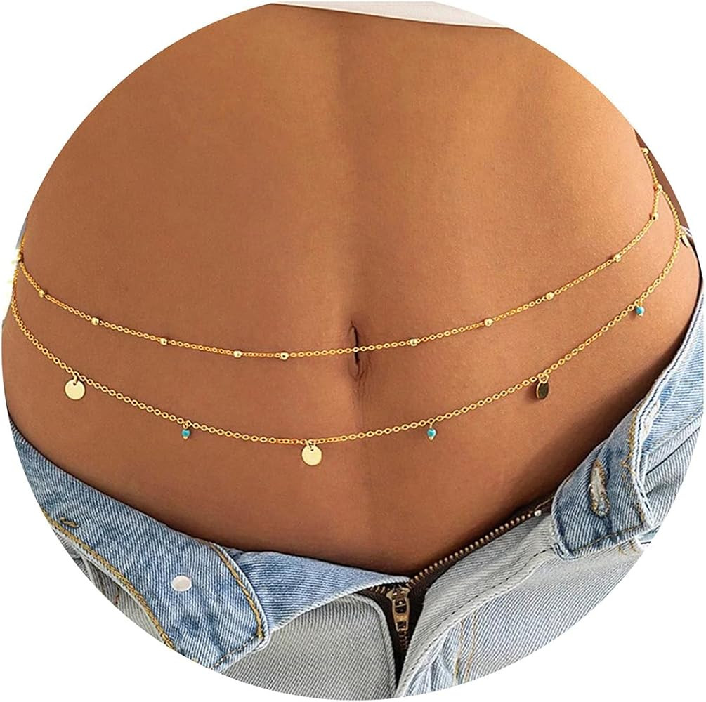 Turandoss 1-3PCS 18K Gold Plated Waist Chains for Women - Gold Layered Belly Body Chain for The W... | Amazon (US)
