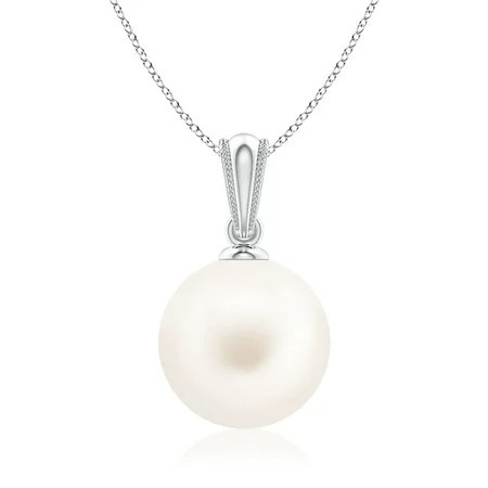 Angara Freshwater Cultured Pearl Pendant with Ornate Bale in 14K White Gold for Women | June Birthstone Jewelry for Her | Walmart (US)