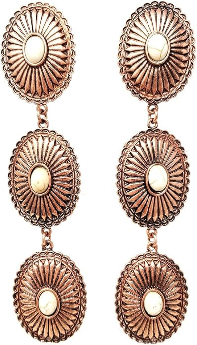 Emulily Western Concho Drop Dangling Earrings Boho Western Flower | Amazon (US)