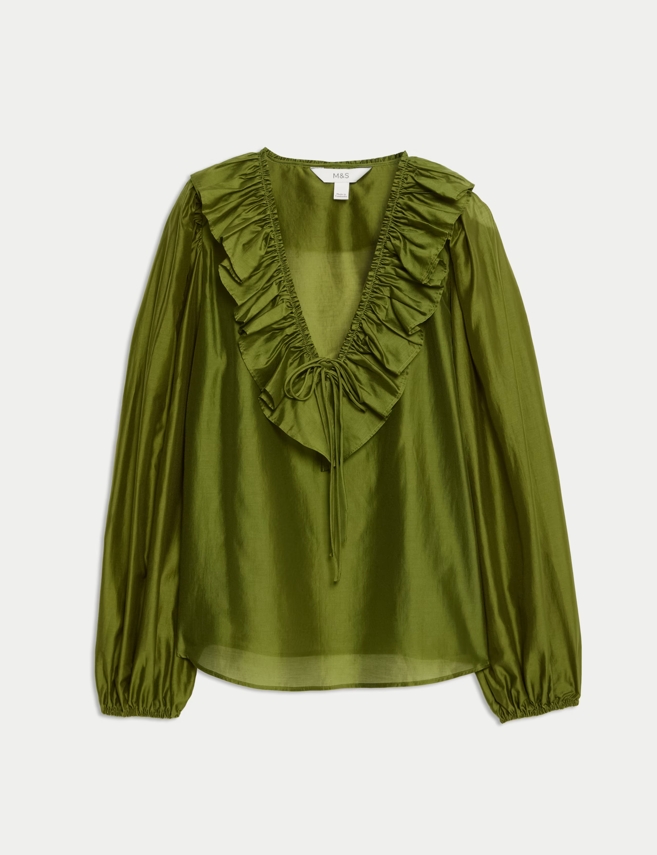 Lyocell Rich Frill Detail V-Neck Top | Marks & Spencer (UK)