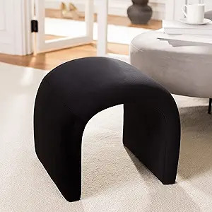 Safavieh Home Collection Kibo Modern Waterfall Black Velvet Ottoman (Fully Assembled) | Amazon (US)