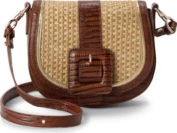 Briar Raffia & Croc Embossed Leather Crossbody Bag | Nordstrom