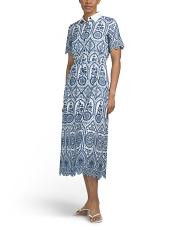 Short Sleeve Collar Button Down Embroidered Maxi Dress | TJ Maxx