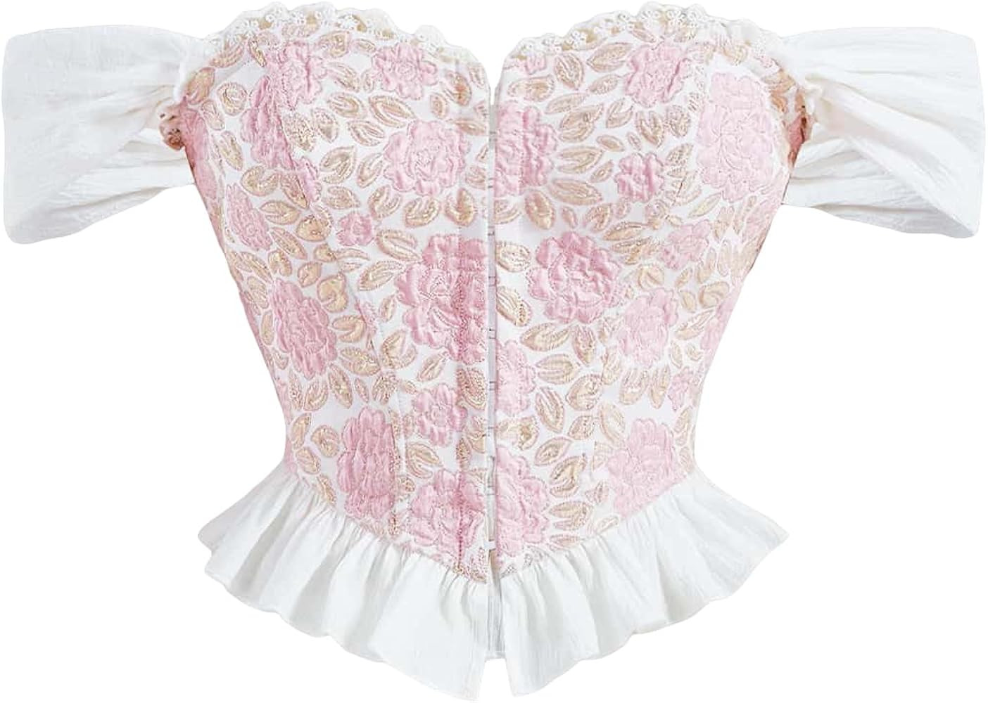 Floerns Women's Off Shoulder Short Sleeve Asymmetrical Hem Ruched Corset Crop Top | Amazon (US)