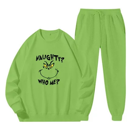 SEAYI Women s Grinch Printed Sweatshirts Sets Grinch Christmas Pullover Sweatshirt Set of 2 Christmas Hoodies for Teens Fluorescent Green/L | Walmart (US)