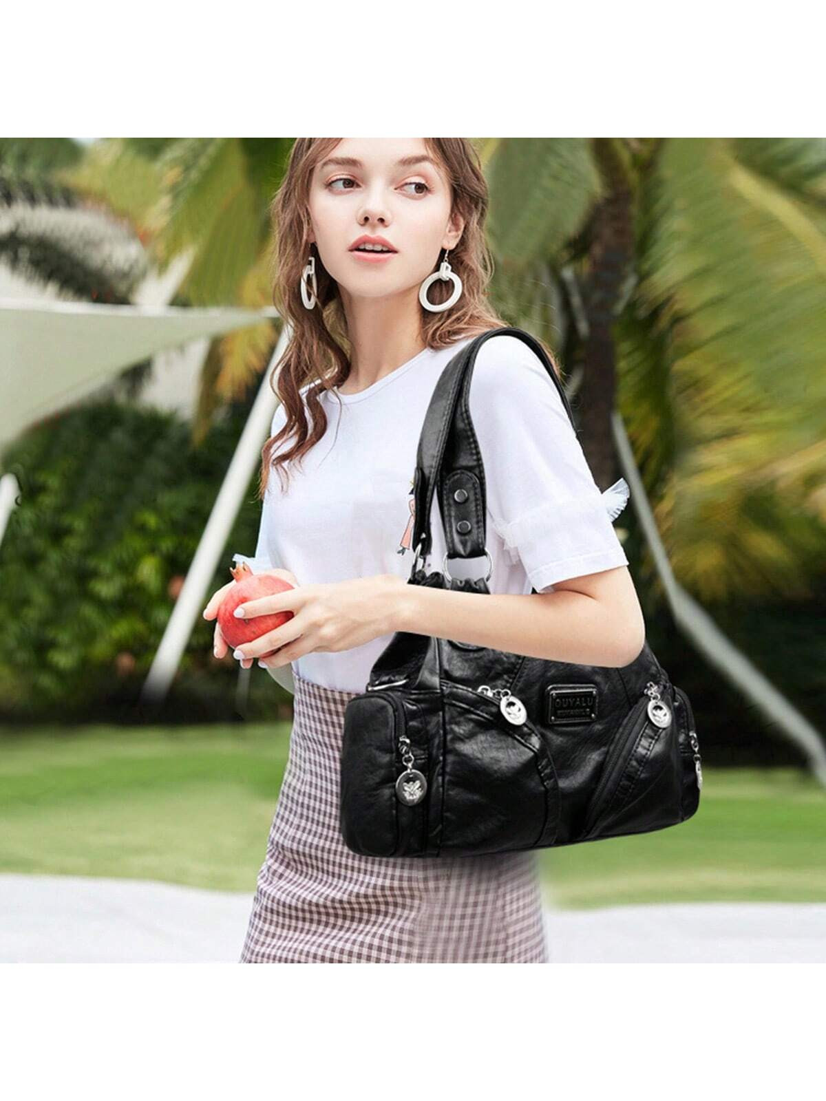 Fashionable & Simple Multi-Pocket Rivet Street Style Elegant Trendy Shopping/Daily/Travel Crossbo... | SHEIN