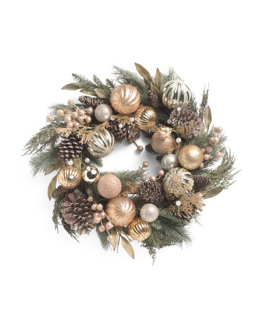 28in Wreath With Decorative Balls | TJ Maxx