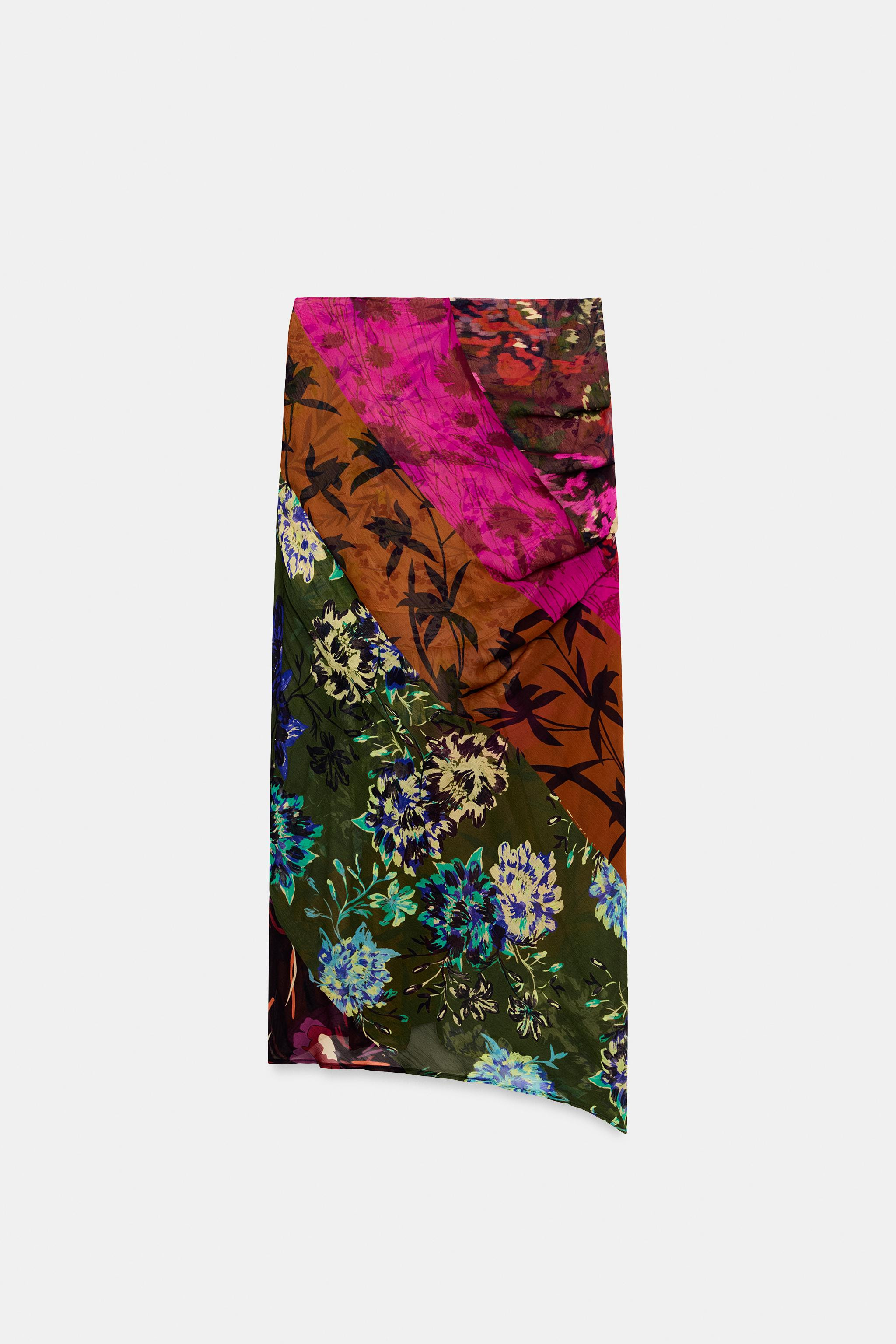 DRAPED PRINTED PAREO SKIRT | Zara US