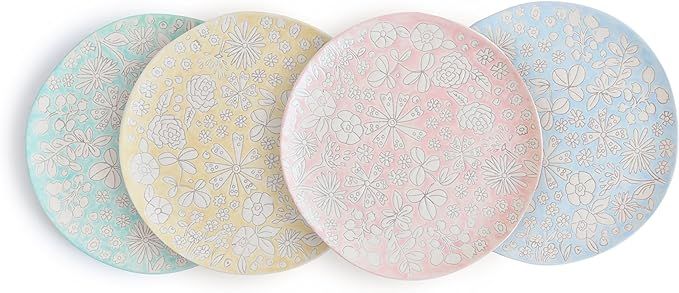 Dorotea Hand Painted Salad Plate, 8-Inch, Set of 4, Assorted - | Amazon (US)