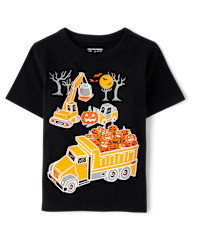 Baby And Toddler Boys Glow Halloween Construction Graphic Tee - black | The Children's Place