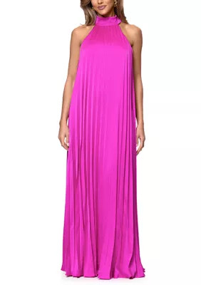 Women's Halter Pleated Satin Gown | Belk