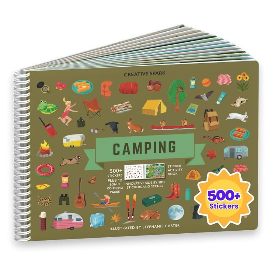 CUPKIN Sticker Book for Kids 2-4, 500+ Kids Stickers, Camping Stickers 12 Coloring Pages 12 Side ... | Amazon (US)