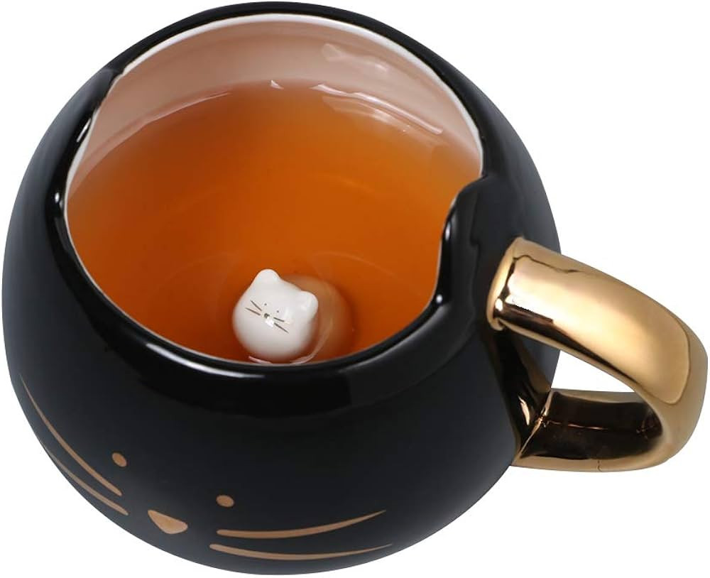 Koolkatkoo Cute Ceramic Cat Coffee Mug 12 oz Cat Lovers Kitty Tea Mugs Gifts for Women Girls Blac... | Amazon (US)