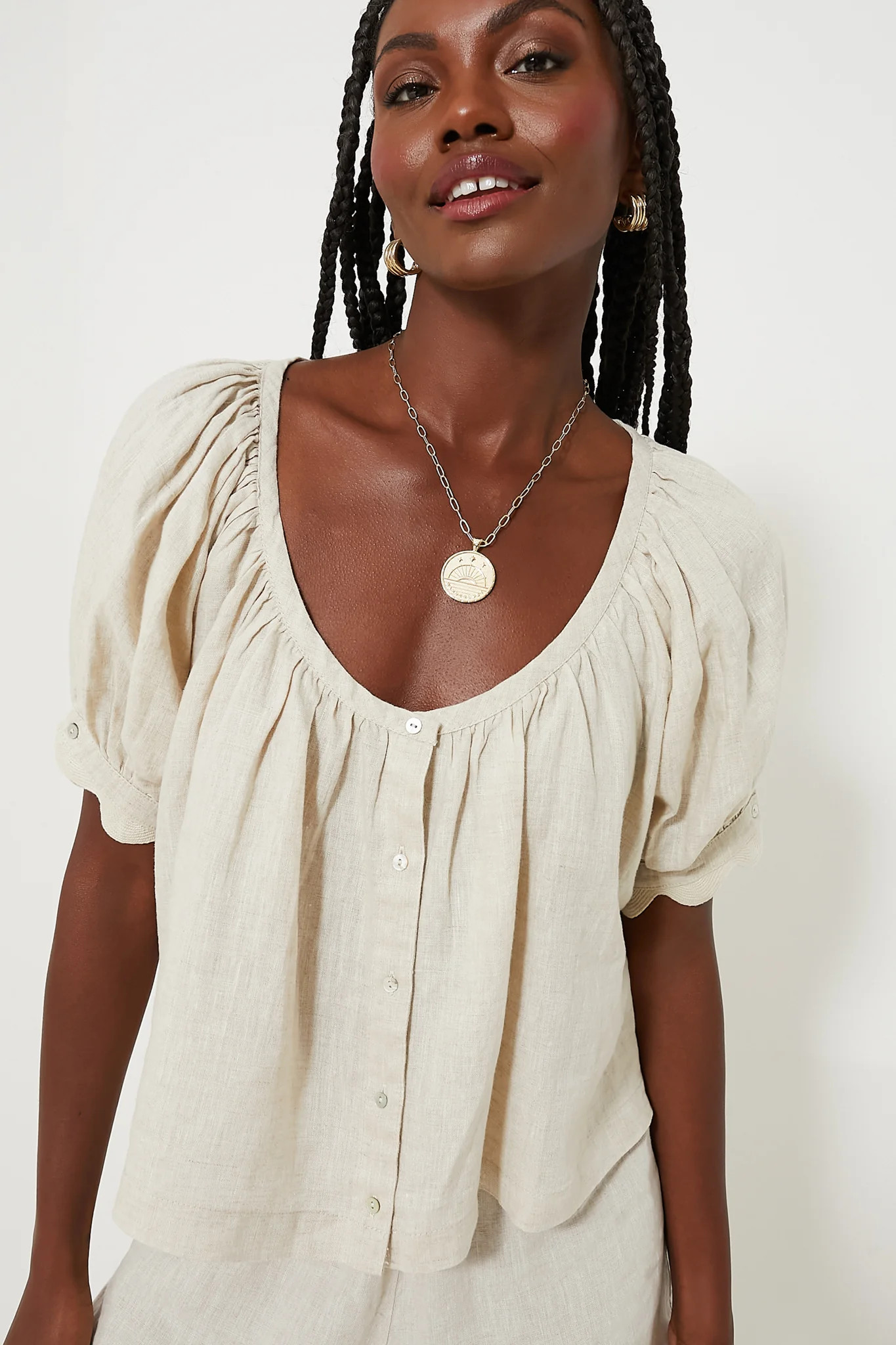Army Green Linen Tully Top | Tuckernuck (US)