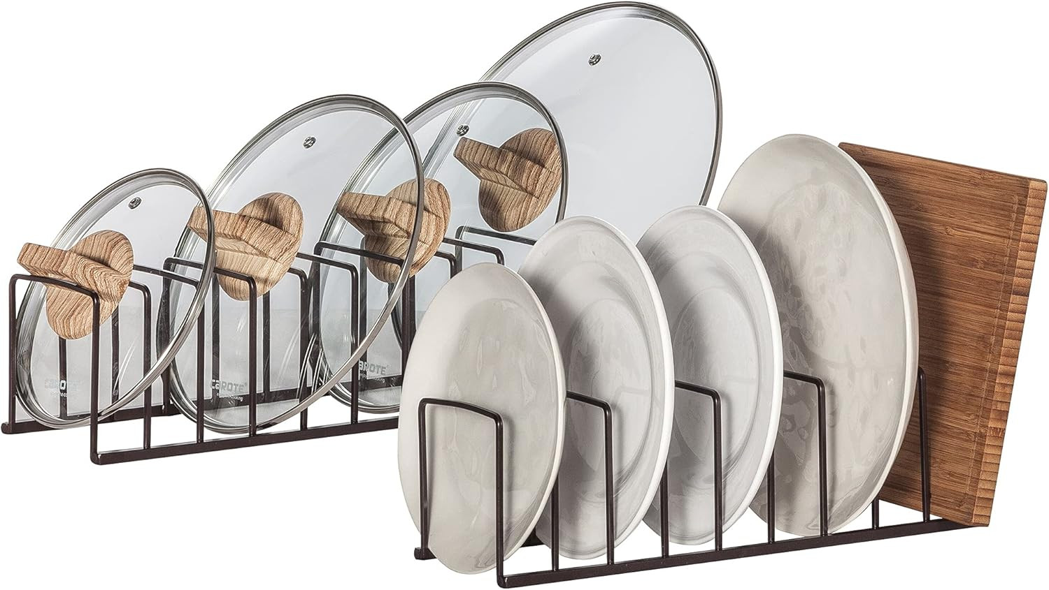 STORAGE MANIAC 2-Pack Kitchen Bakeware Organizer, Multifunctional Pot Lid Holder with Divider for... | Amazon (US)