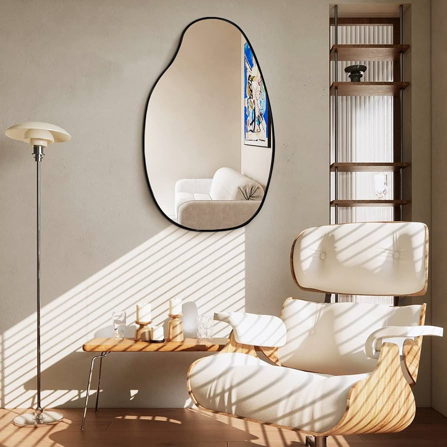 FARUIFETT 33.5×20.5 inches Irregular Wall Mirror, Asymmetrical Mirror, Large Vanity Mirror for W... | Amazon (US)