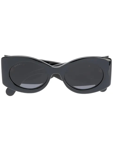 Gucci Eyewear matelassé-effect oval-frame Sunglasses - Farfetch | Farfetch Global