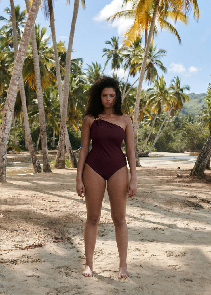 Asymmetrical swimsuit with decorative ring wine - Woman - XXL - MANGO | Mango (US/MX/AU)