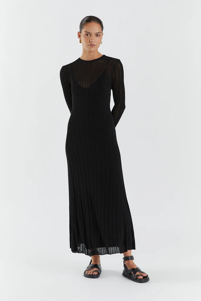 ESTELLA BLACK KNIT MIDI DRESS | DISSH