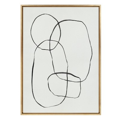 28" x 38" Sylvie 871 Modern Circles Framed Canvas Gold - Kate & Laurel All Things Decor: Contemporary Wall Art, Linen Texture | Target