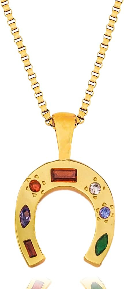 Horseshoe Necklace Dainty Gold Pendant Necklace, Summer Necklaces Horse Shoe Lucky Gold Charm Haw... | Amazon (US)
