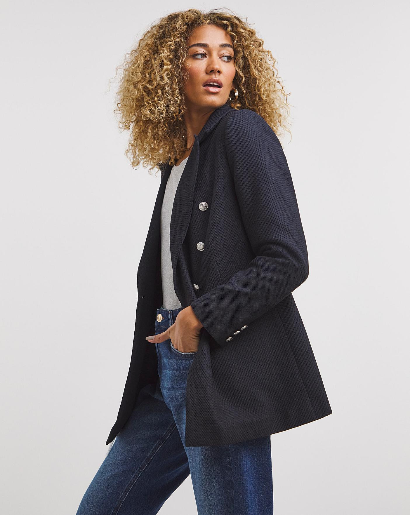 Navy Waffle Military Blazer | JD Williams (UK)