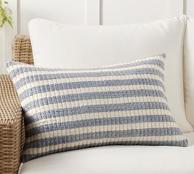 Luke Striped Indoor/Outdoor Lumbar Pillow | Pottery Barn (US)