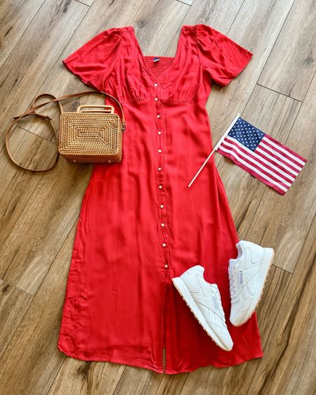 Memorial Day outfit. 4th of July outfit. Red midi dress. 

#LTKSaleAlert #LTKParties #LTKSeasonal