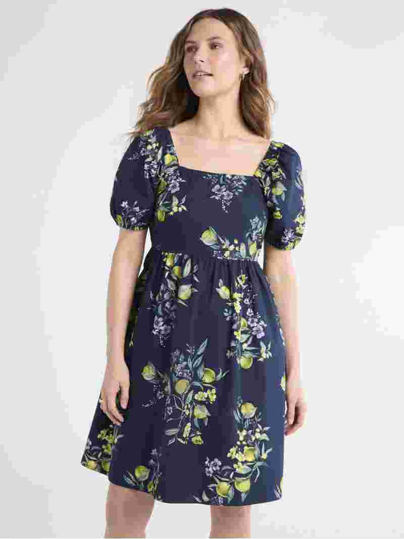 Time and Tru Women's Puff Sleeve Mini Dress, Sizes XS-XXXL | Walmart (US)