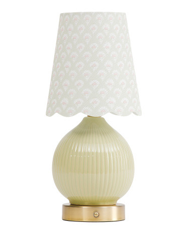 12x6 Scalloped Printed Shade Ceramic Rechargeable Touch Lamp | TJ Maxx
