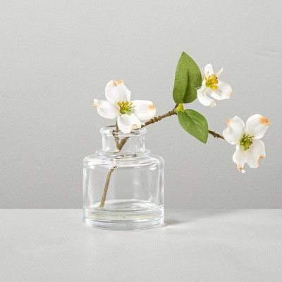 Faux Dogwood Flower Stem Glass Arrangement - Hearth & Hand™ with Magnolia | Target