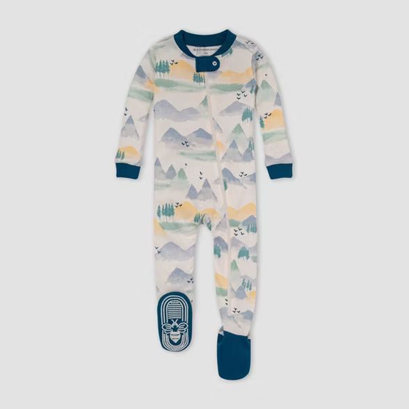 Burt's Bees Baby® Baby Boys' Mountains Snug Fit Footed Pajama - Blue | Target