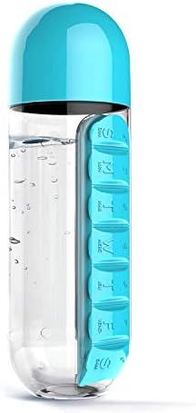 Portable Water Bottle with Inserted Daily Pill Case Holder 100% Eco-Friendly for Outdoor, Gym Use... | Amazon (US)