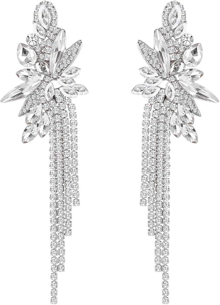 Marquise Crystal Bridal Chandelier Dangle Drop Earrings Ladies Gifts in Silver/Gold Tone | Amazon (US)