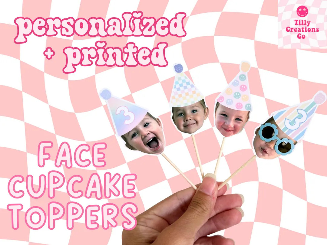 Personalized Face Cupcake Toppers: Custom Birthday Party Decor - Etsy | Etsy (US)