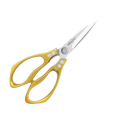 AWinjoy Heavy Duty Sharp Kitchen Scissors, Multipurpose Cutting Scissors for Meat, Chicken, Fish, Poultry, Herbs, Bread - Dishwasher Safe - Gift (Gold) | Amazon (US)