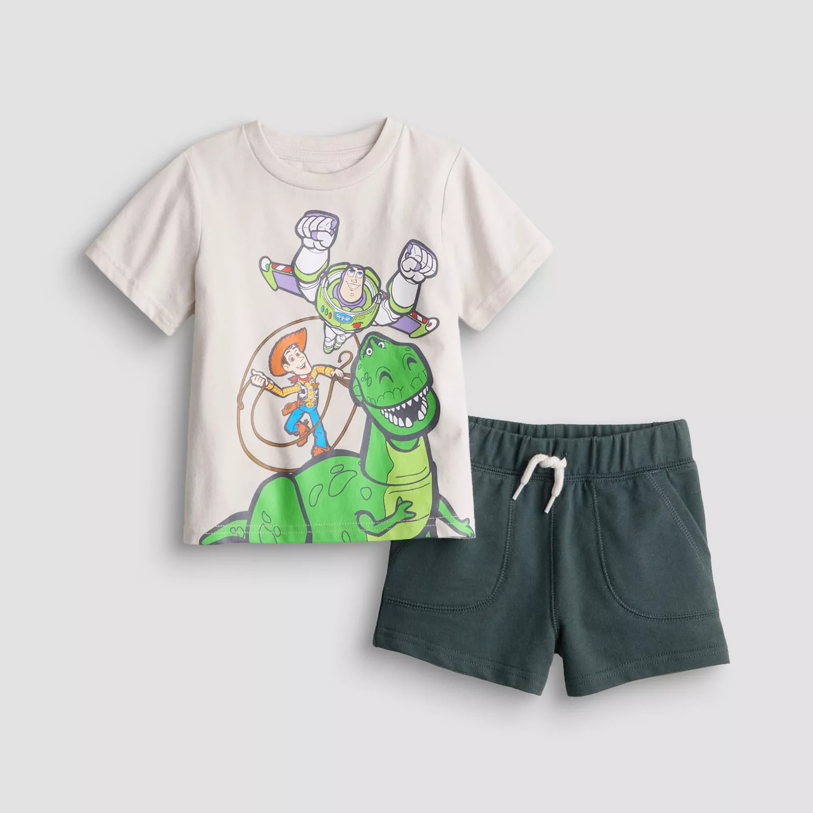 Baby & Toddler Boy Disney / Pixar's Toy Story Buzz Lightyear, Woody & Rex 2-Piece T-Shirt & Shorts Set, Toddler Boy's, Size: 2T, Grey | Kohl's