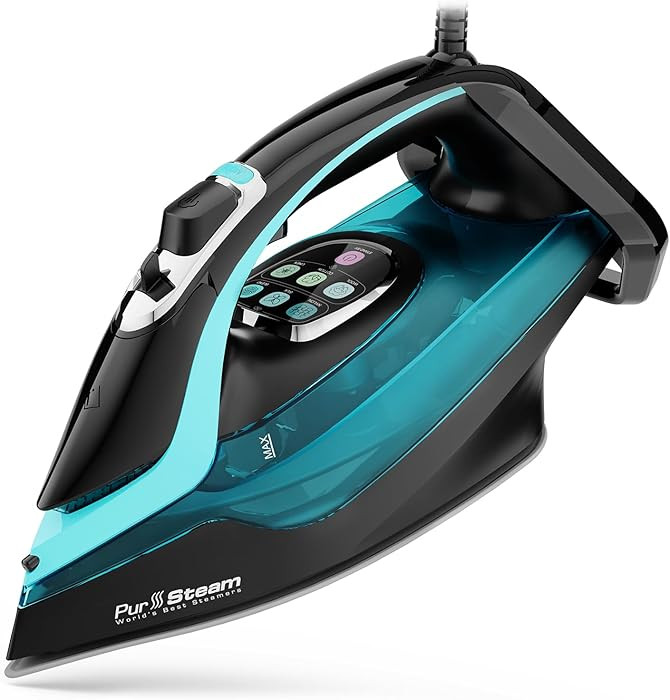 PurSteam SteamTech Elite 1750W Steam Iron, Digital Temp Control & LED Display, Ceramic Soleplate,... | Amazon (US)