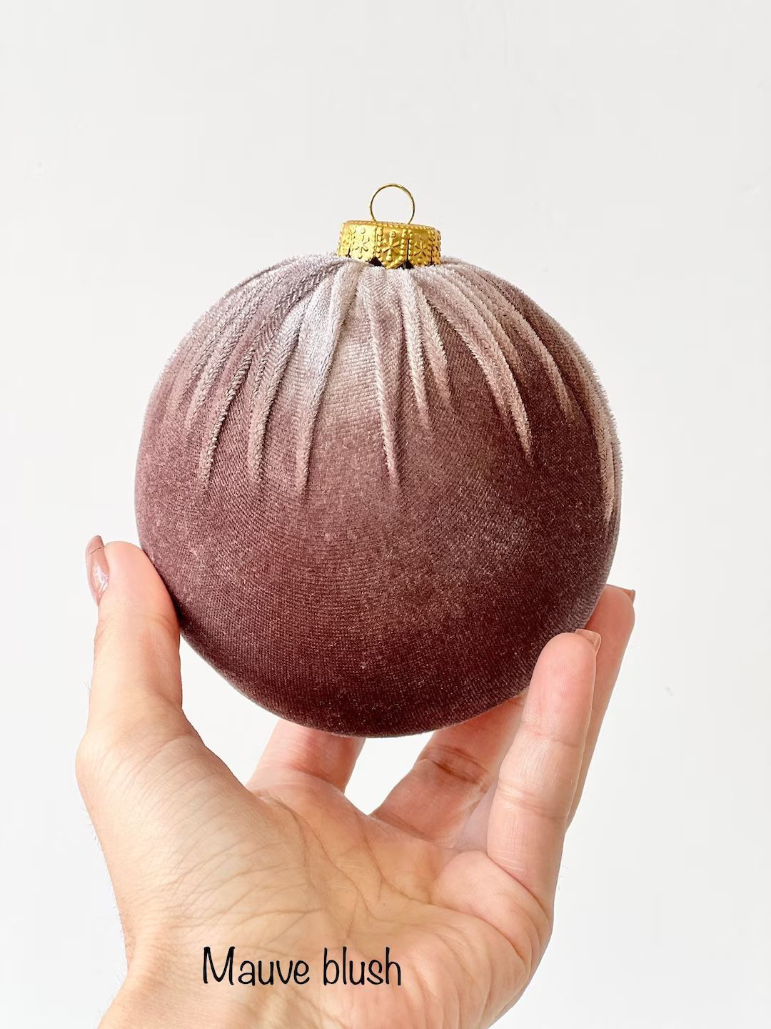 Mauve Blush Christmas Ornament Handmade Velvet Balls - Etsy | Etsy (US)