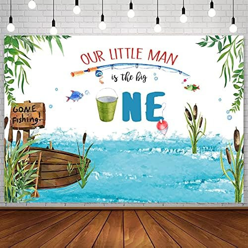 Mocsicka Gone Fishing Birthday Backdrop The Big One Boy Fish 1st Birthday Background Vinyl 7x5ft Fis | Amazon (US)