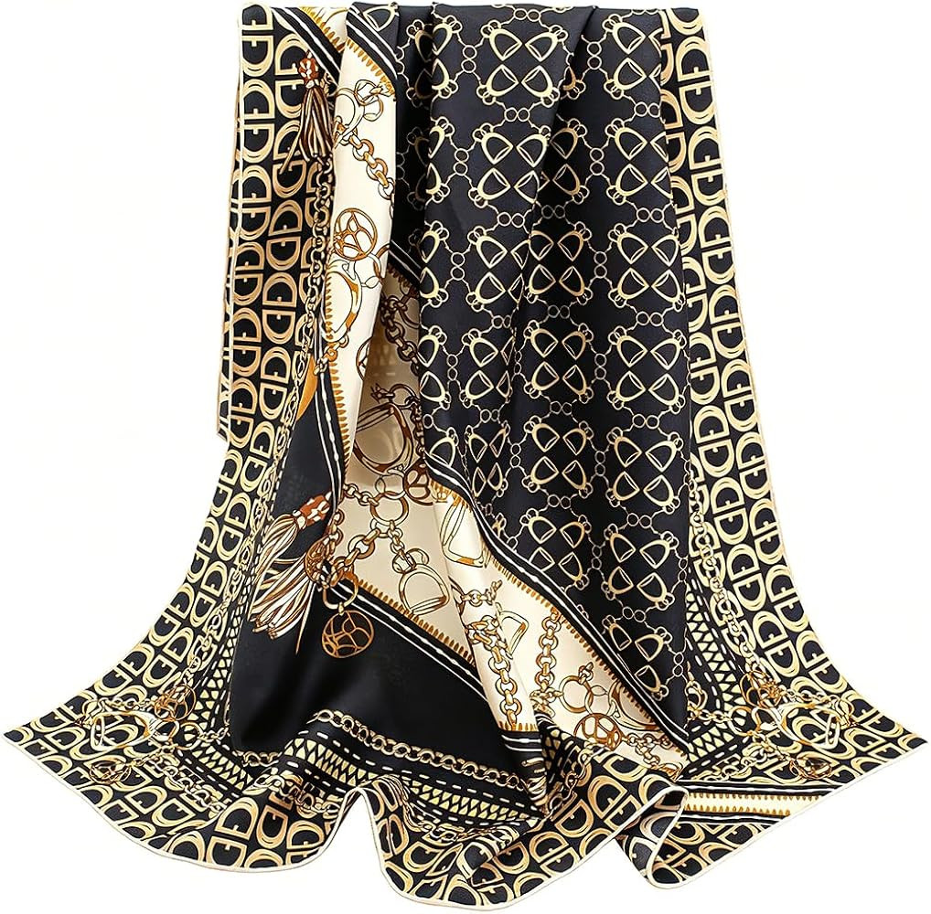 ANDANTINO 100% Mulberry Silk Scarf -Women 35" Square Hair Wraps-Gift Packed | Amazon (US)