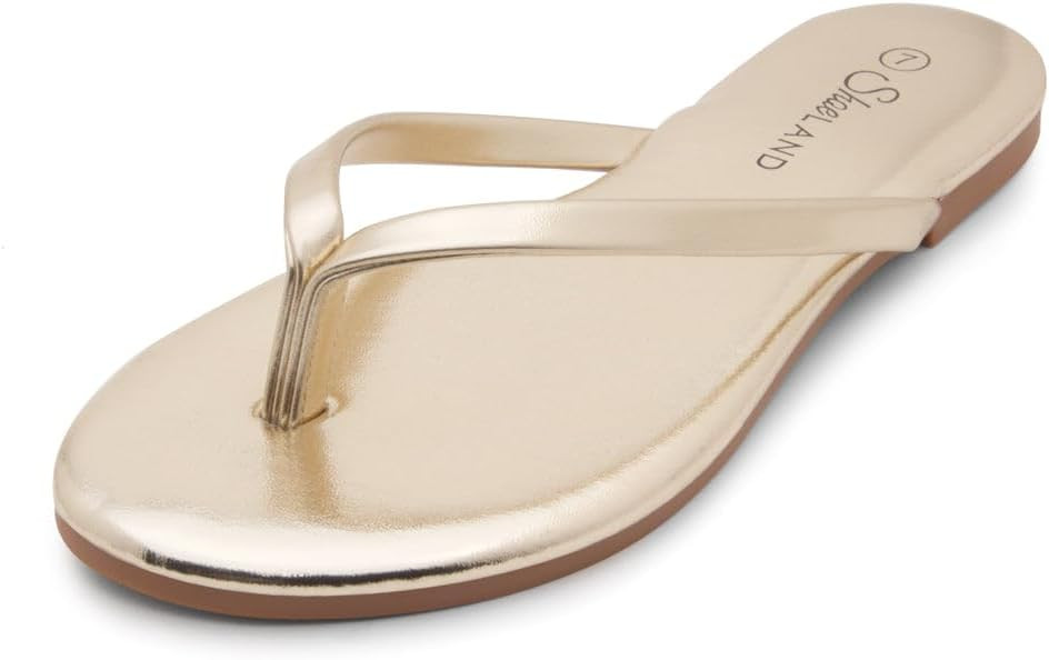 Shoe Land Womens Falema Flip Flops Casual Thong flat sandals Slip on Slides Lightweight Comfortab... | Amazon (US)