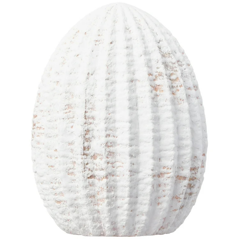 Medium White Terracotta Egg Decoration, 4.62 in, by My Texas House - Walmart.com | Walmart (US)