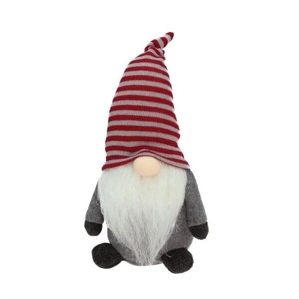 10" Red and Gray "Marvin" Chubby Sitting Santa Gnome Plush Table Top Christmas Figure | Bed Bath & Beyond