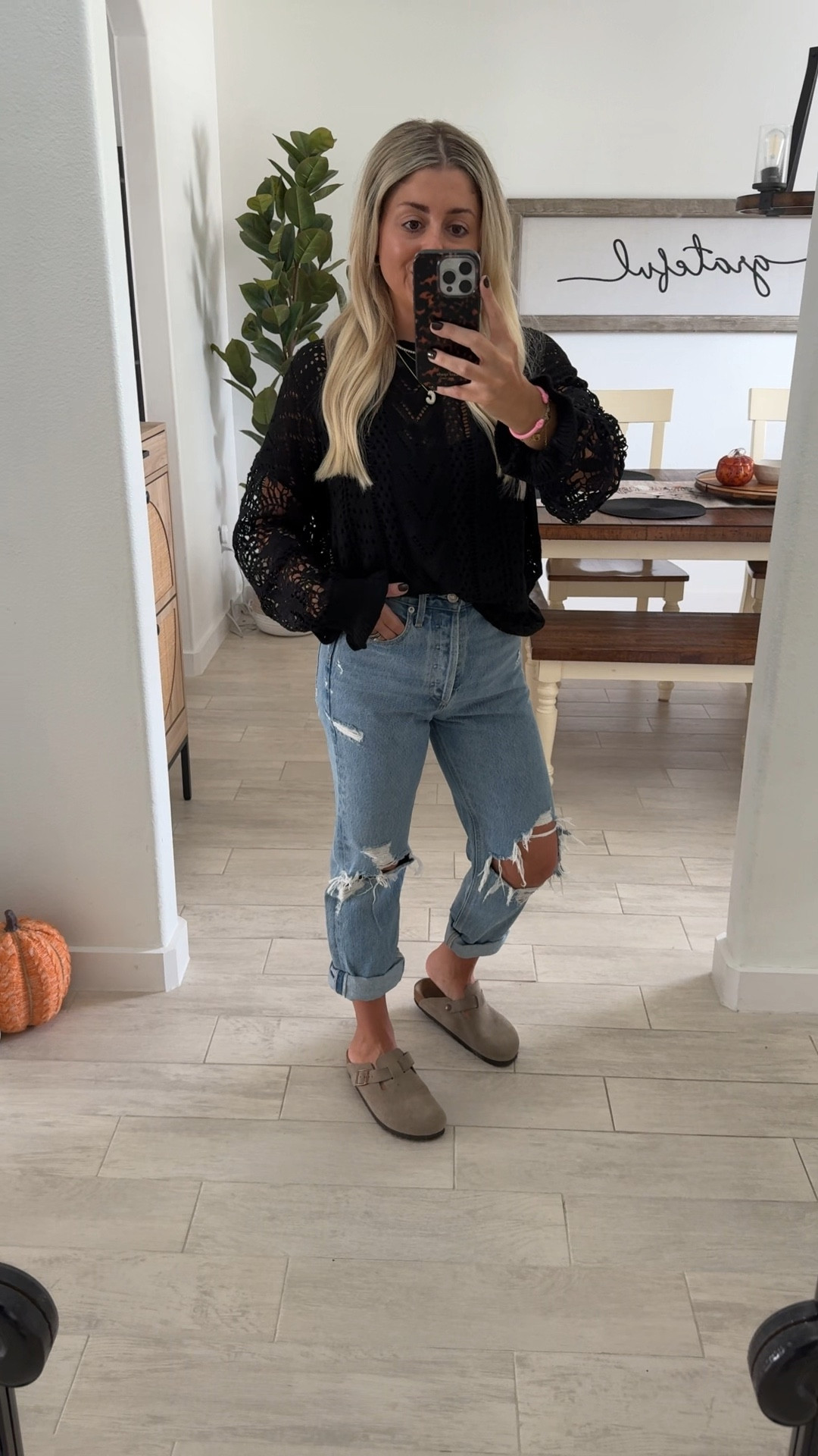 Casual fall outfit 
Top 40% off small
Jeans 25
Birkenstock clog tts

#LTKSaleAlert #LTKFindsUnder100 #LTKShoeCrush