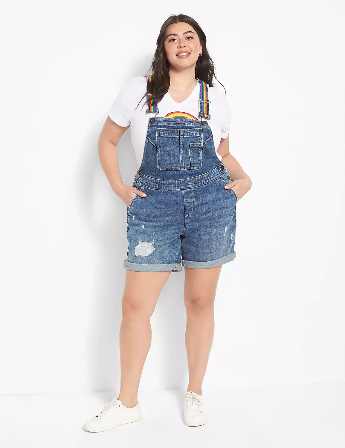 Boyfriend Short Overall - Pride Embroidery | LaneBryant | Lane Bryant (US)