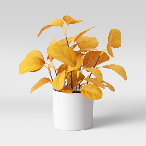 9.5" x 9.5" Artificial Yellow Leaves Arrangement - Threshold™ | Target