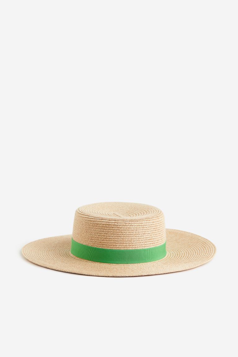 Straw Hat - Beige/green - Ladies | H&M US | H&M (US + CA)