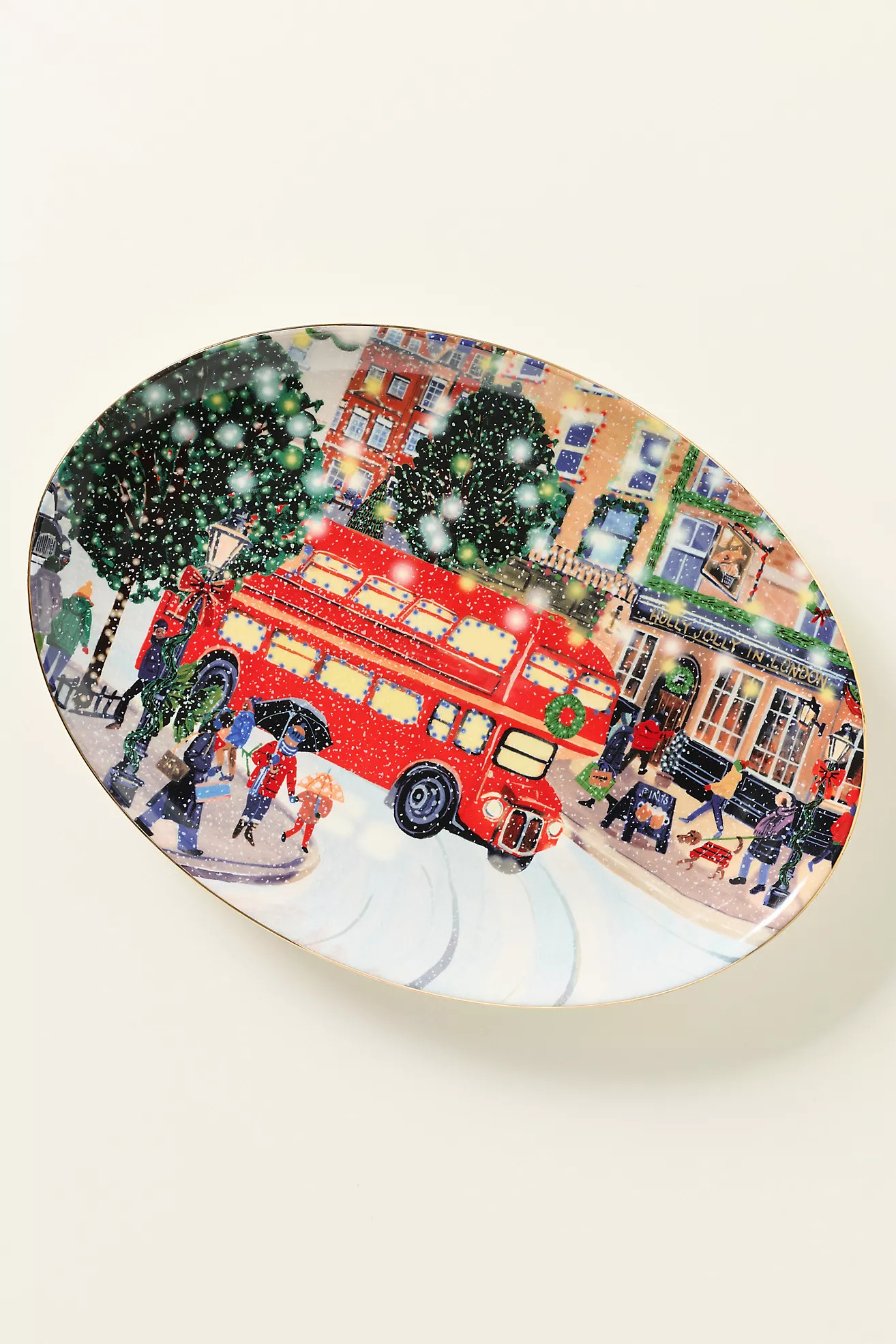 Holiday in the City Stoneware Platter | Anthropologie (UK)