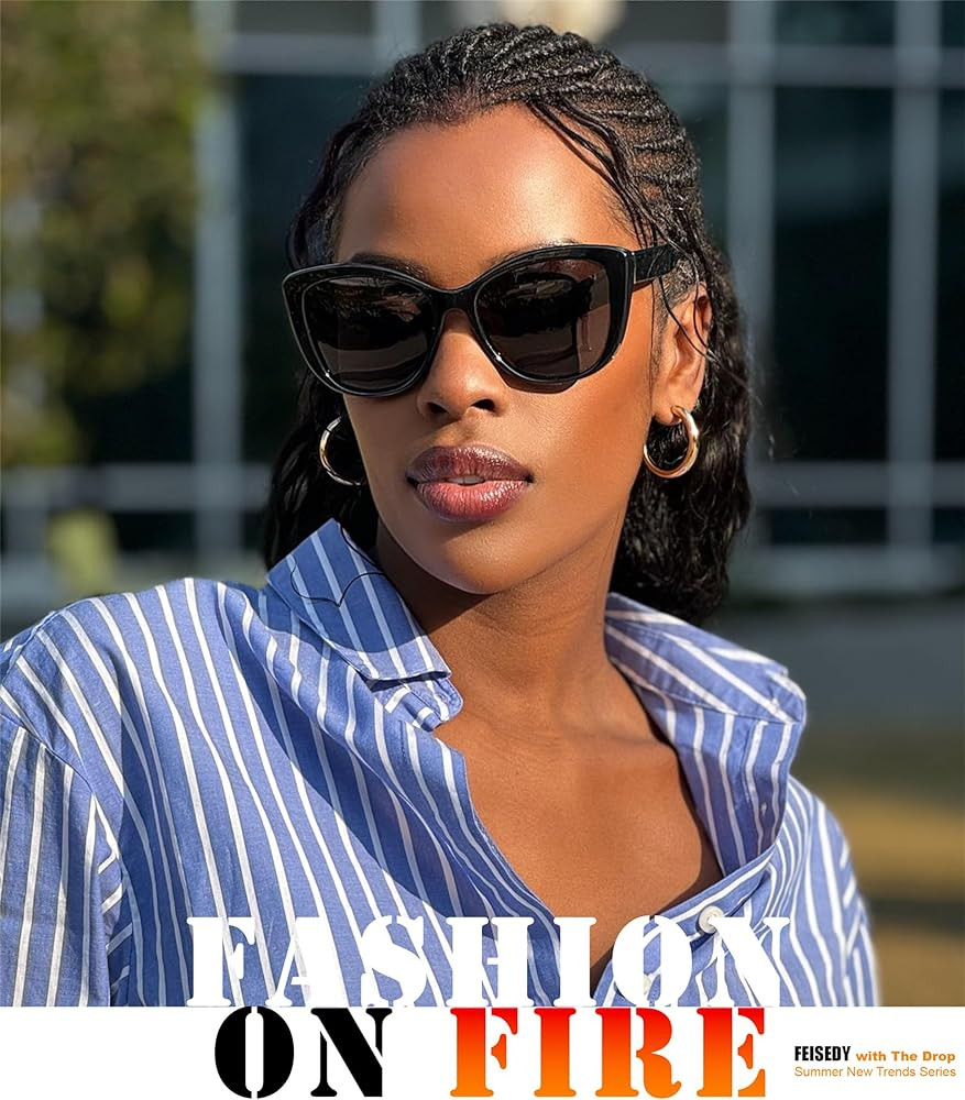 FEISEDY Polarized Vintage Sunglasses American Square Jackie O Cat Eye Sunglasses B2451 (White, 56... | Amazon (CA)